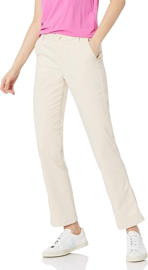 Essentials Women's Slim Fit Straight Leg Stretch Twill Chino Pant
