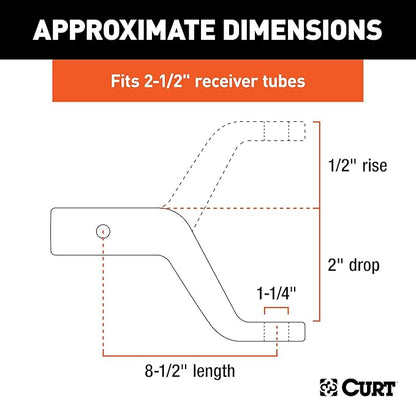 CURT 45456 Commercial Duty Forged Trailer Hitch Ball Mount, Fits 2-1/2-Inch Receiver, 20,000 lbs, 1-1/4-Inch Hole, 2-Inch Drop, 1/2-Inch Rise