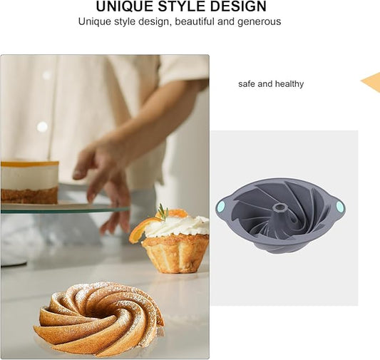 Silicone Cake Pan,Cake Mold Pound Cake Baking Pan Silicone Fluted Cake Baking Pan,Bread Baking Molds,Cake Baking Molds,Baking Mold Accessory for Cake,Gelatin, Bread, Para Gelatinas