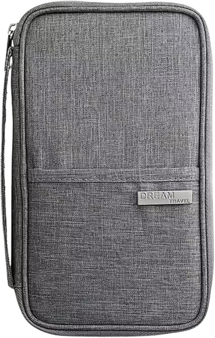 Passport Wallet - RFID Blocking with Card Slots, Coin Pocket and Pen Holder - Family Passport Holder (Grey), YT001