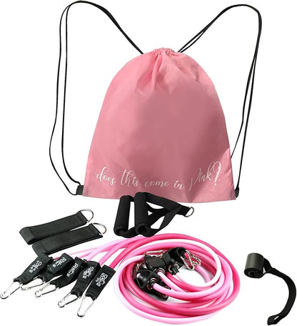Pink Resistance Bands Tubes with Handles 150 lb