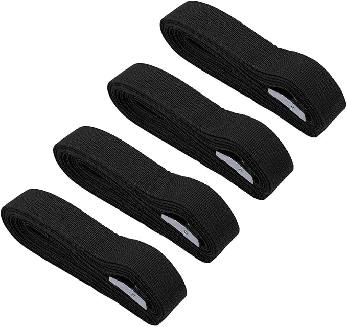 Luggage Tie Down Strap Heavy Duty Flexible Secure Hold 4 Suitcase Straps Quick Release Buckles for Camping (Black)