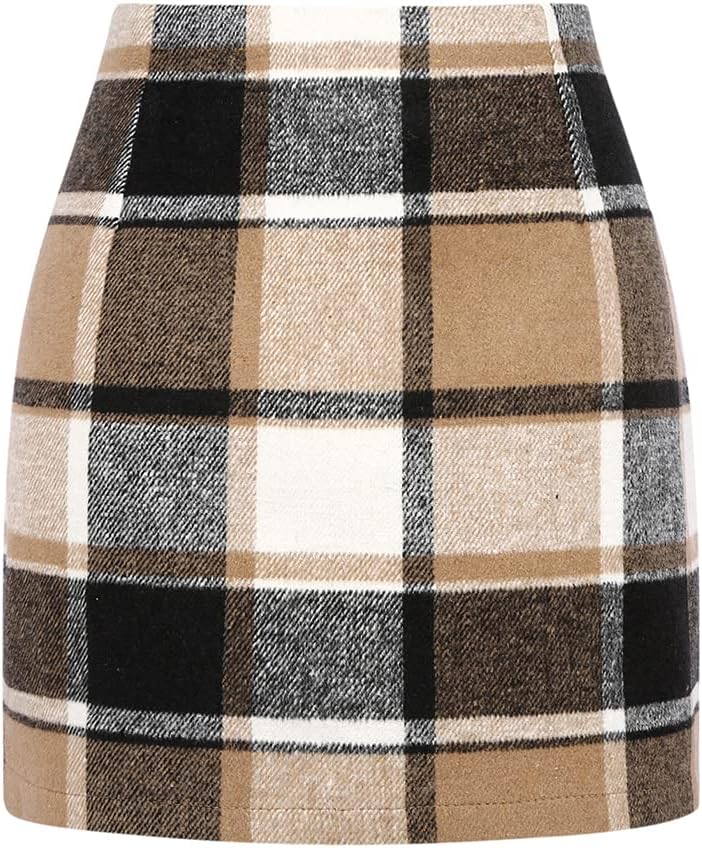 This soft, warm plaid wool blend dress is perfect for fall and winter. The high-waisted, above-the-knee style is versatile for any occasion.
