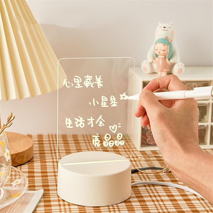 Note Board Creative LED Night Light USB Message Board Holiday Light with Pen Gift Girlfriend Decoration Night Lamp(Warm White)
