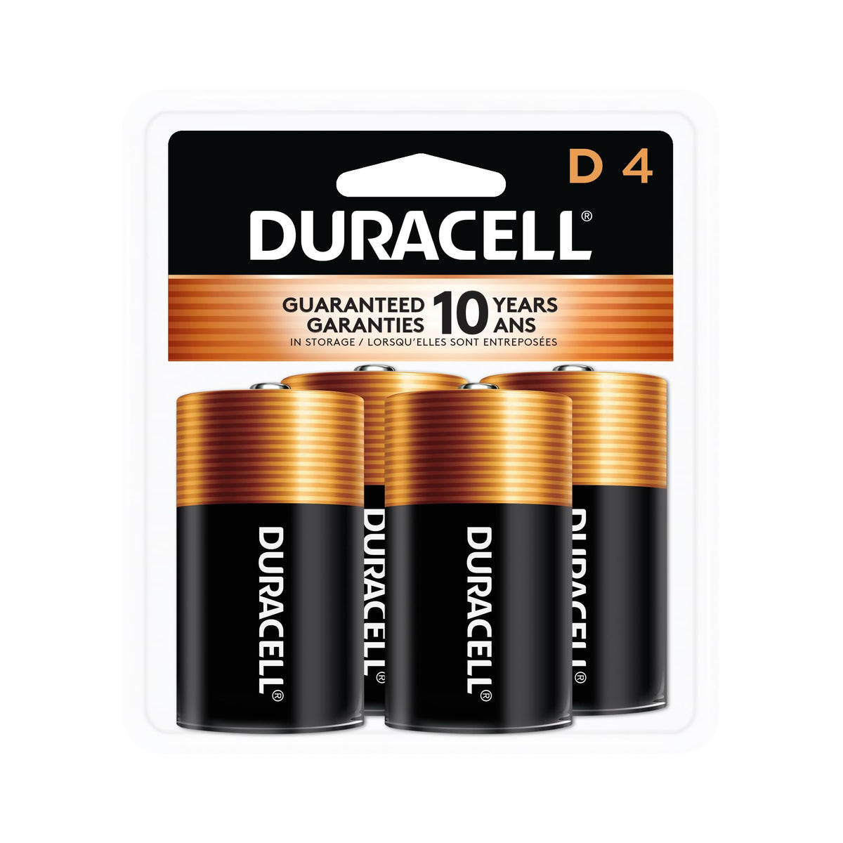 Duracell Coppertop D Batteries, 4 Count (Pack of 1), D Battery with Long-lasting Power, All-Purpose Alkaline D Battery for Household and Office Devices