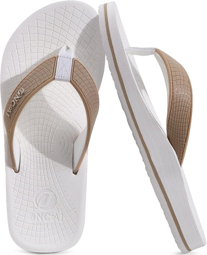 ONCAI Men's Rubber Flip Flops Trendy Summer Beach Pool Shower Sandals with Yoga Mat Non-slip Outdoor Cushion Soles