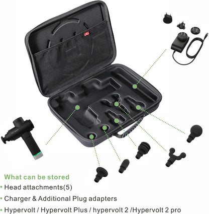 BUBM Carrying Case Compatible with Hypervolt 2 Pro,Travel Storage Organizer compatible with Hypervolt Plus Hard Shell Bag Massage Gun Device Holder