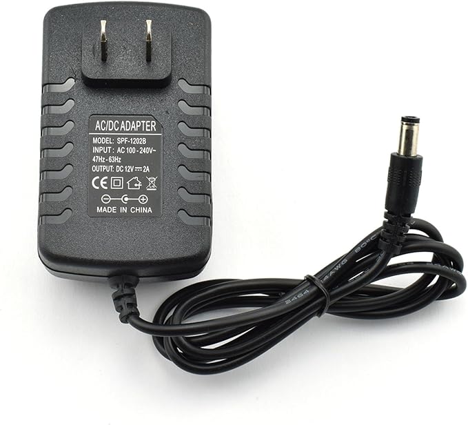 ZYAMY 12V 2A 24W ACDC Power Adapter AC 110-250V to DC 12V 2000MA Power Supply Converter 1m Wire DC 5.5x2.52.1mm Charger for Router, STB, LED, Security Camera, DVD, Player