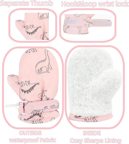 Toddler Gloves Kids Mittens Winter Warm Lined Fleece Gloves Waterproof Snow Baby Mitten for Boys Girls