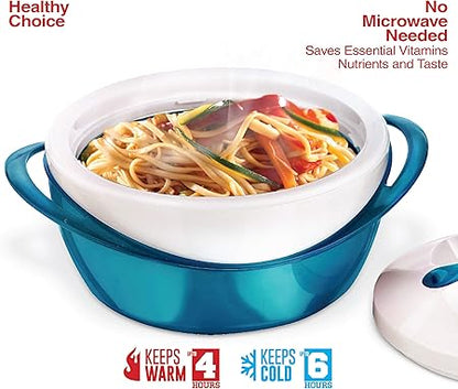 Pinnacle Large Insulated Casserole Dish with Lid 2.6 qt. Elegant Hot Pot Food WarmerCooler -Thermal SoupSalad Serving Bowl Stainless Steel Hot Food ContainerBest Gift Set for Moms Holidays Teal