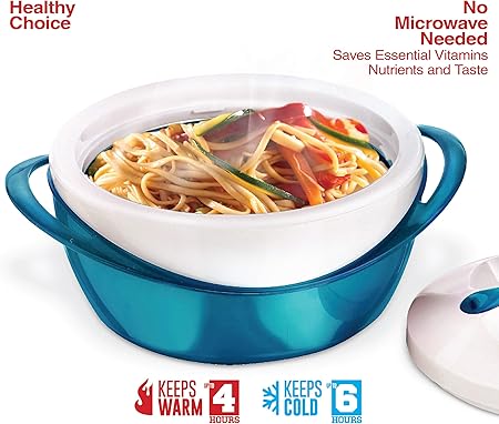 Pinnacle Large Insulated Casserole Dish with Lid 2.6 qt. Elegant Hot Pot Food WarmerCooler -Thermal SoupSalad Serving Bowl Stainless Steel Hot Food ContainerBest Gift Set for Moms Holidays Teal