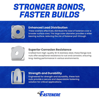 Fastenere Fender Washers 3/8 x 2 (25 Pack), Large Diameter, 18-8 Stainless Steel Plain Finish, Corrosion Resistant, High Tensile Strength Metal Hardware for Automotive and Construction Projects