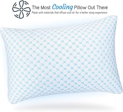 Nestl Cooling Pillow, Shredded Memory Foam Pillows King Size Set of 2, Gel Infused Cool Pillow, Adjustable King Size Pillow for Sleeping, Breathable King Pillow, Washable Removable Bed Pillow Cover