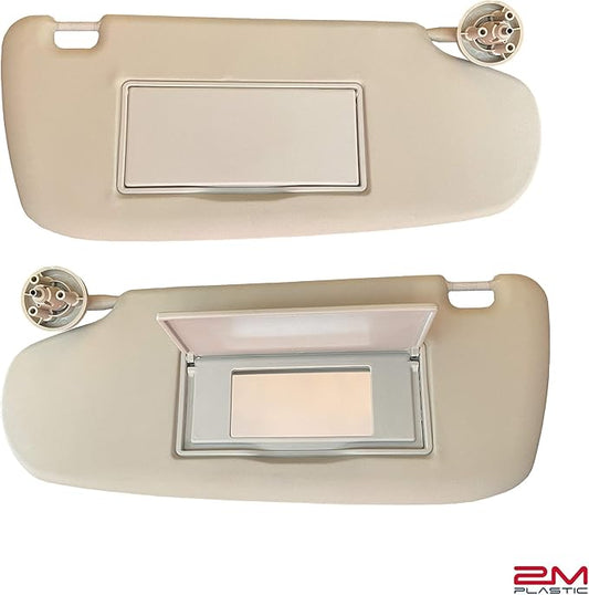 Sun Visor for Dodge Ram 1500 2500 3500 2002 2003 2004 2005 2006 2007 2008 2009 Driver and Passenger Sides Left + Right Beige Set Pair 2M PLASTIC