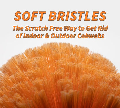 Cobweb Duster Head Brush - Spider Web Brush for Outdoor & Indoor Web Cleaning - Twist-On Corner Duster Fits Standard Acme Threaded Extension Poles - Best Cobweb Brush Head (Pole Sold Separately)