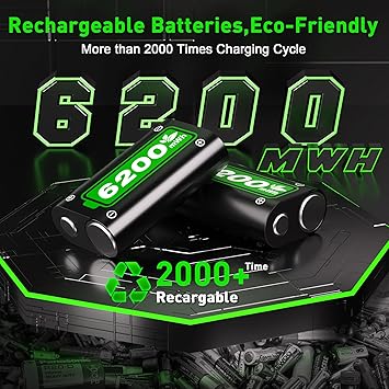 Ukor Fast Charging 2x6200mWh Rechargeable Battery Packs with Charger for Xbox One/Xbox Series X|S Xbox One S/Xbox One X/Xbox One Elite Wireless Controller, Lasting Intelligent Protection