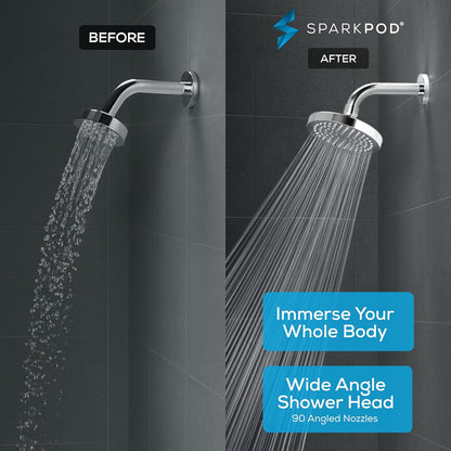 SparkPod 6 in Round Rain Shower Head, Polished Chrome