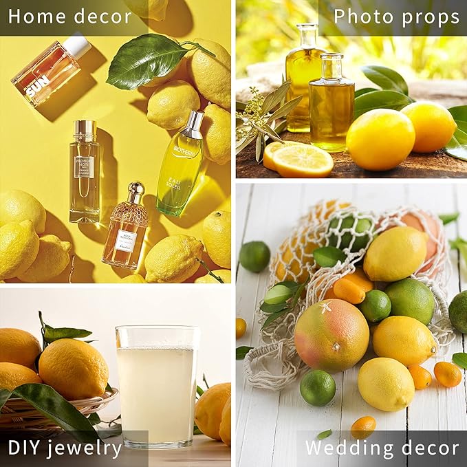 Fake Artificial Fruit Lemons Set of 12, Artificial Faux Fruits Big Size Vivid Faux Yellow Lemon Plastic Fake Yellow Lemon for Fake Fruit Bowl, Home Kitchen Table Cabinet Party Decor Photography Prop