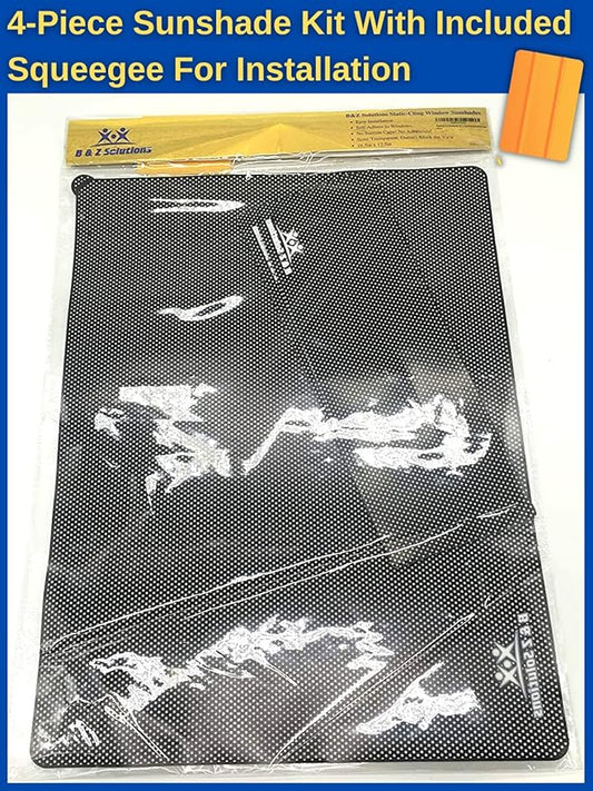 BZ Solutions Original 4-Pack Car Window Sun Shades Bundle-Universal Fit All Vehicles-Easy and Effective Way to Block Sun Glare, Harmful Heat, and UV Rays from Children or Pets-Black Static Cling Film