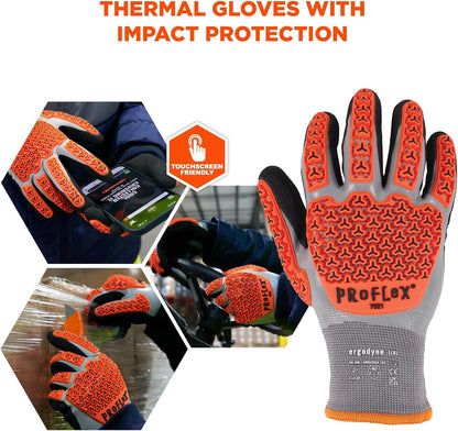 Ergodyne ProFlex 7521 Thermal Impact Resistant Work Gloves, Waterproof, Nitrile Coated Palms, ANSI A2 Cut Resistance, TPR Impact Protection Padding (Large)