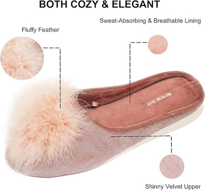 Super soft velvet slippers with memory foam cushioning for all-day comfort and warmth at home.