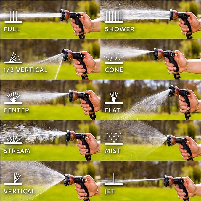 Pocket Hose Copper Bullet Spray Nozzle Infused with Copper, AS-SEEN-ON-TV, 10 Spray Patterns, Easy Thumb Control On-Off Valve, Lead Free, Design