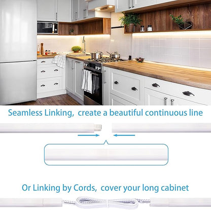 Under Cabinet Lights, Plug in, Seamlessly Linkable 12 Inch, 6 BarsSwitchExtensions, Under Counter Lighting for Kitchen, Closet, Gun Safe, Shelf, Display Case, LED 5000k Daylight