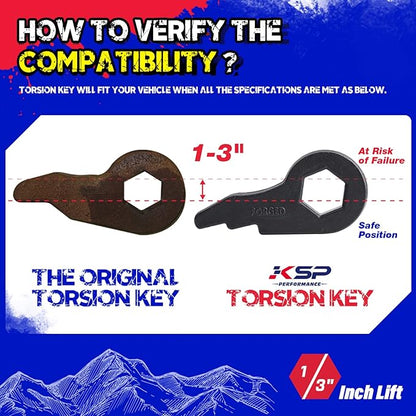 KSP 1-3" Torsion Bar Key For Silverado Sierra 1500, Adjustable Forged Torsion Lift Kits Fit K1500 K2500 K3500 Tahoe Yukon Suburban,Steel Suspension Level Kit Compatible With Chevy GMC 6 Lug Truck SUV