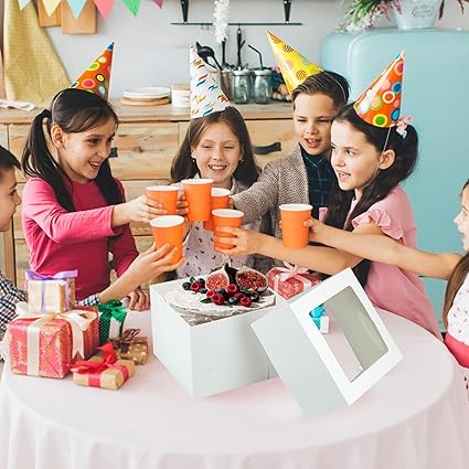 Yeplan 10 Packs Tall Cake Boxes and Cake Boards,10x10x8 inches Bakery Boxes with Window,White Multi-Layer Cake Containers for Birthday,Wedding,Thanksgiving Day