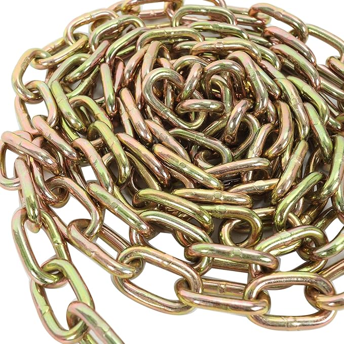 14''x12' Grade 70 Transport Binder Chain, G70 Tow Chain with Clevis Grab Hooks, 12,100 Lbs Breaking Strength for Load Tie-Down Fixed Cargo Flatbed Truck Trailer Chain