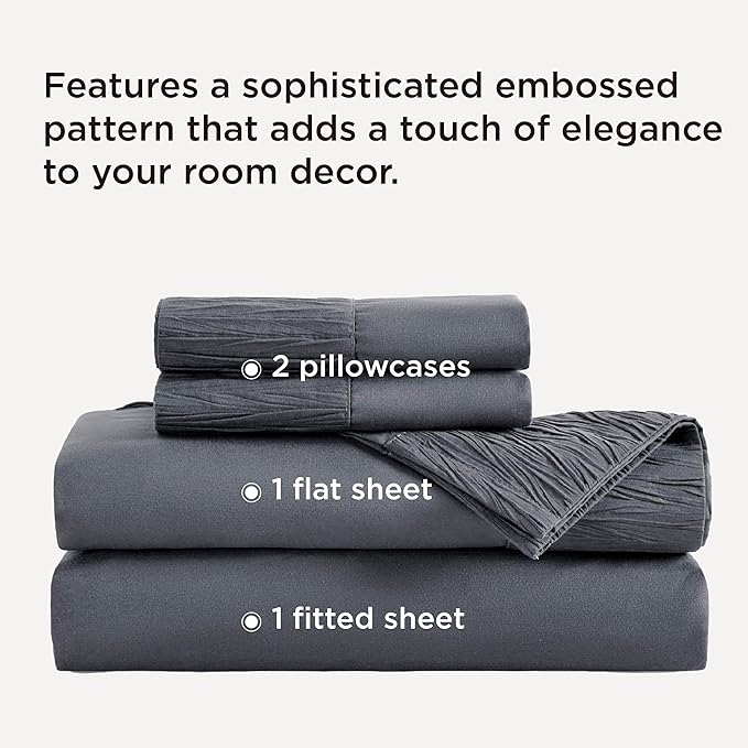 Bedsure King Size Sheets Set - 4 Pieces Soft King Sheets - Breathable  Cooling - Hotel Luxury - Easy Care Polyester Microfiber Bedding for Women, Men, Dark Grey