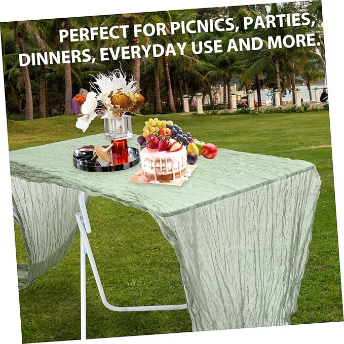 Wakauto 2pcs Boho Decorative Table Runner Wrinkled Gauze Tablecloths for Weddings Parties and Everyday Use for Farmhouse and Rustic Decor