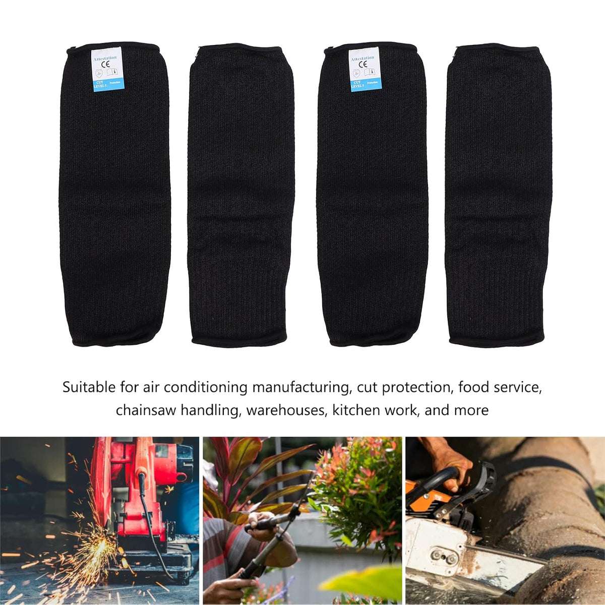 Protective Sleeves, avoid Cut Burn Resistant Sleeves Safety Protective Sleeves, avoid Heat Scratch & Cut Resistant Arm Sleeve with Finger Opening, Protectors for Safety Black (only 1 pais)