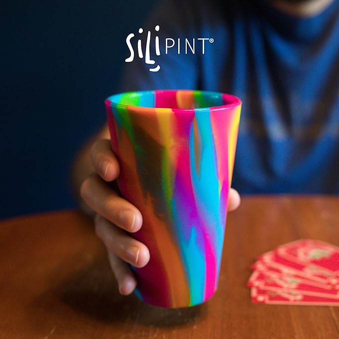 Silipint 2-Pack, Hippie Hops - Silicone Cup Drinkware, BPA-Free, Unbreakable, Microwave Safe, Shatter-Proof - for Any Drink Use, Traveling, Camping, Hiking, Hanging Out, Small or Large Parties