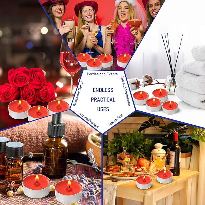 Visen 50Pack Tealight Candles, White, Unscented, Smokeless, Dripless & 6Hours Burn Time Long Burning Paraffin Tea Lights Candles for Home, Romantic Decor, Pool, Shabbat, Weddings & Emergencies