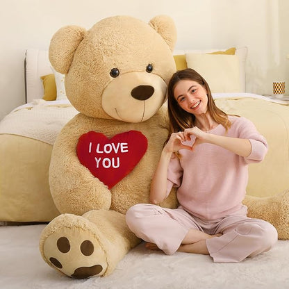 MaoGoLan Giant Teddy Bear 5 Feet Tall- I Love You Red Heart Big Brown Teddy Bear Stuffed Animal - Huge Valentines Teddy Bear for Girlfriend,Boyfriend,Wife,Lover - Anniversary, Birthday