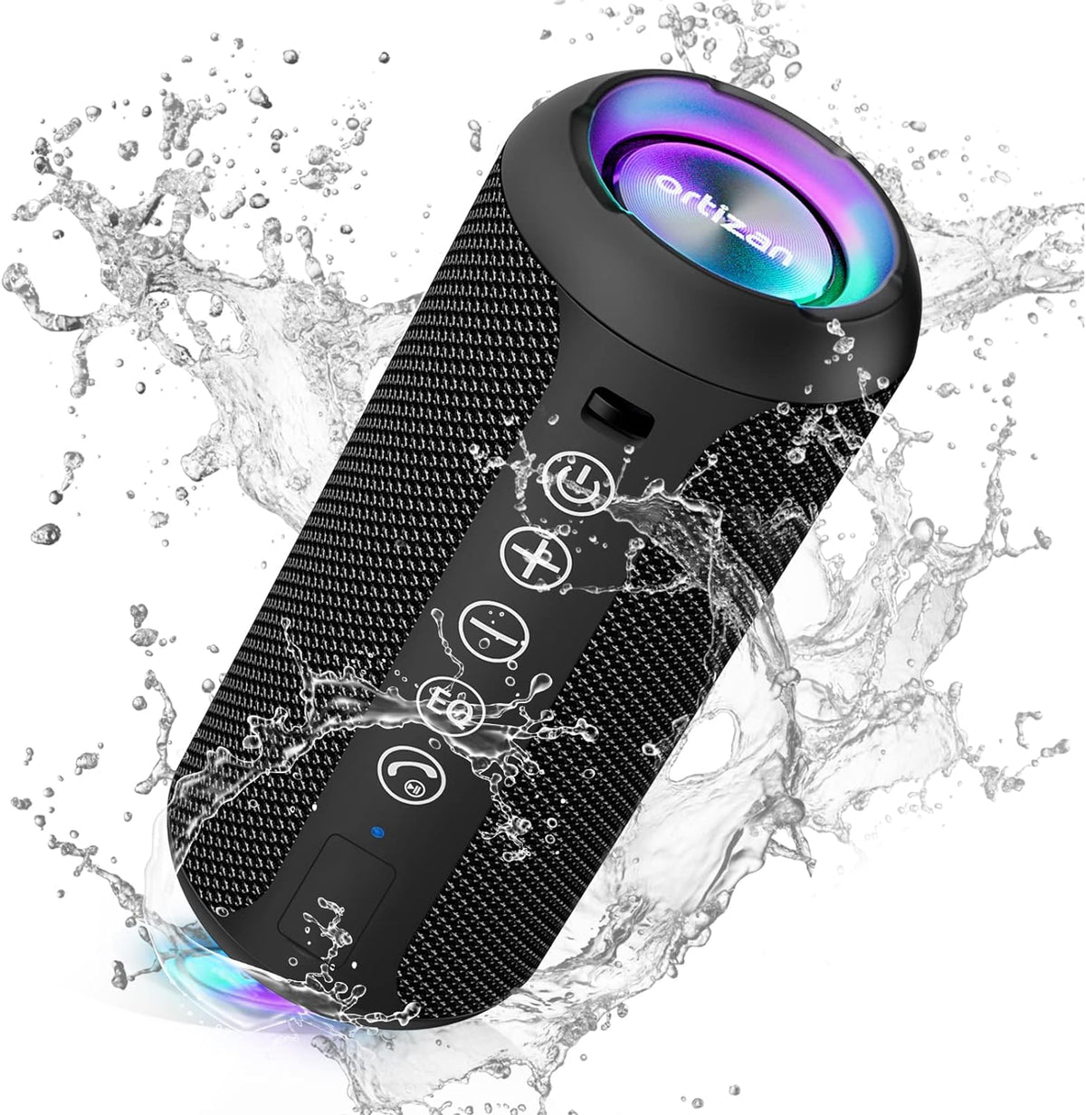 Ortizan speaker delivers 24W of rich, distortion-free sound with deep bass and colorful LED light show for amazing party atmosphere.