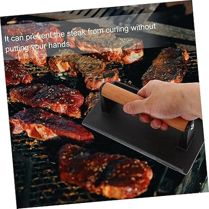 Multi-Function Meat Press Cast Iron Plate Burger Press for Steak Grill Comfortable Grip