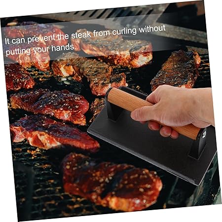 Multi-Function Meat Press Cast Iron Plate Burger Press for Steak Grill Comfortable Grip