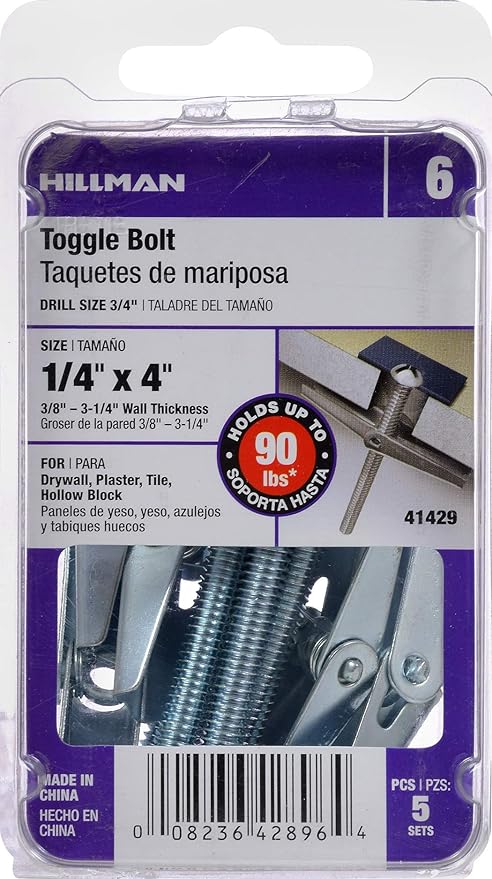 The Hillman Group Round Head Machine Screw Toggle Bolt 14' x 4'