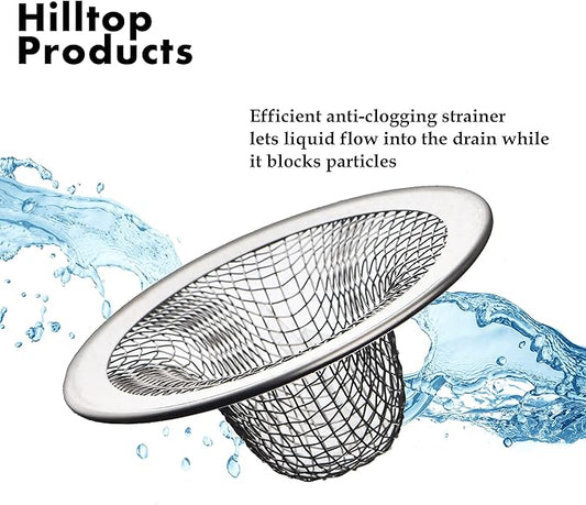 6 Pack - 2.125" Top  1" Basket- Mesh Sink Drain Strainer Hair Catcher for Bathroom Sink, Utility, Slop, Laundry, RV and Lavatory