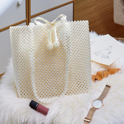 Pearl Purse Tote Bag Shouder Bag For Women Wedding Party Shiny Beaded Bag Travel Bag With Pearl