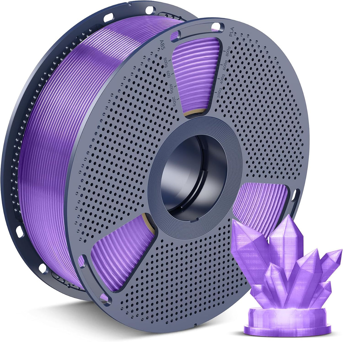 3D Printer Filament PLA Filament 1.75mm, Neatly Wound 3D Printing Filament 1.75mm, Dimensional Accuracy +/- 0.02 mm, Fit Most FDM 3D Printers, 1kg Spool (2.2lbs), Transparent purple