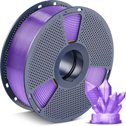 3D Printer Filament PLA Filament 1.75mm, Neatly Wound 3D Printing Filament 1.75mm, Dimensional Accuracy +/- 0.02 mm, Fit Most FDM 3D Printers, 1kg Spool (2.2lbs), Transparent purple