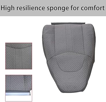SecosAutoparts Driver or Passenger Side Top Lean Back Replacement Cloth Seat Cover Gray Compatible with Chevy Express GMC Savana Van 2003 2004 2005 2006 2007 2008 2009 2010 2011 2012 2013 2014
