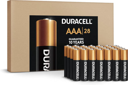 Duracell Coppertop AAA Batteries, 28 Count Pack Triple A Battery with Long-Lasting Power (7 years) for Household and Office Devices (Ecommerce Packaging)