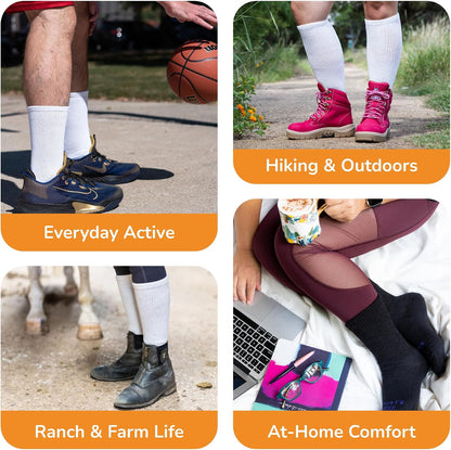 Loose Fit Stays Up Men's and Women's Casual Crew Socks (Pack of 1) Made in USA! Cushioned Sole