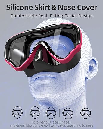 EverSport Swim Goggles Adult with Nose Cover, Clear Diving Mask Wide View No Blurring for Men Women Youth