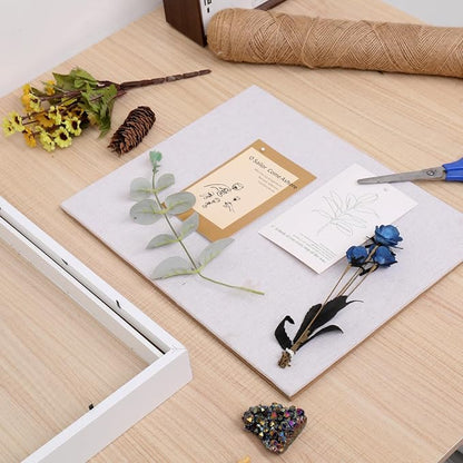 Muzilife 8x8 Shadow Box Picture Frame with Linen Board - Deep Wood & Tempered Glass Display Case Memory Box Baby Sports Memorabilia, Pins, Awards, Medals, Wedding, Tickets and Photos (White)