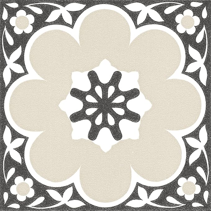 FloorPops 12-in by 12-in Black Daphne Vinyl Peel  Stick Floor Tiles (10 Tiles), (10 sq.ft.Carton)